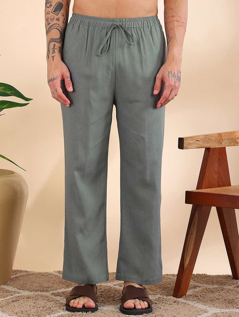 men solid long sleeve shirt & trouser co-ord set - 22522596 -  Standard Image - 5
