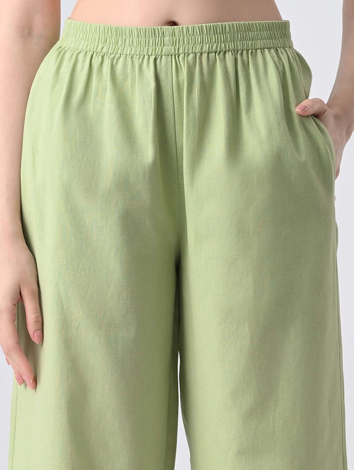 women solid short sleeve top & trouser set co-ord - 22522604 -  Standard Image - 5