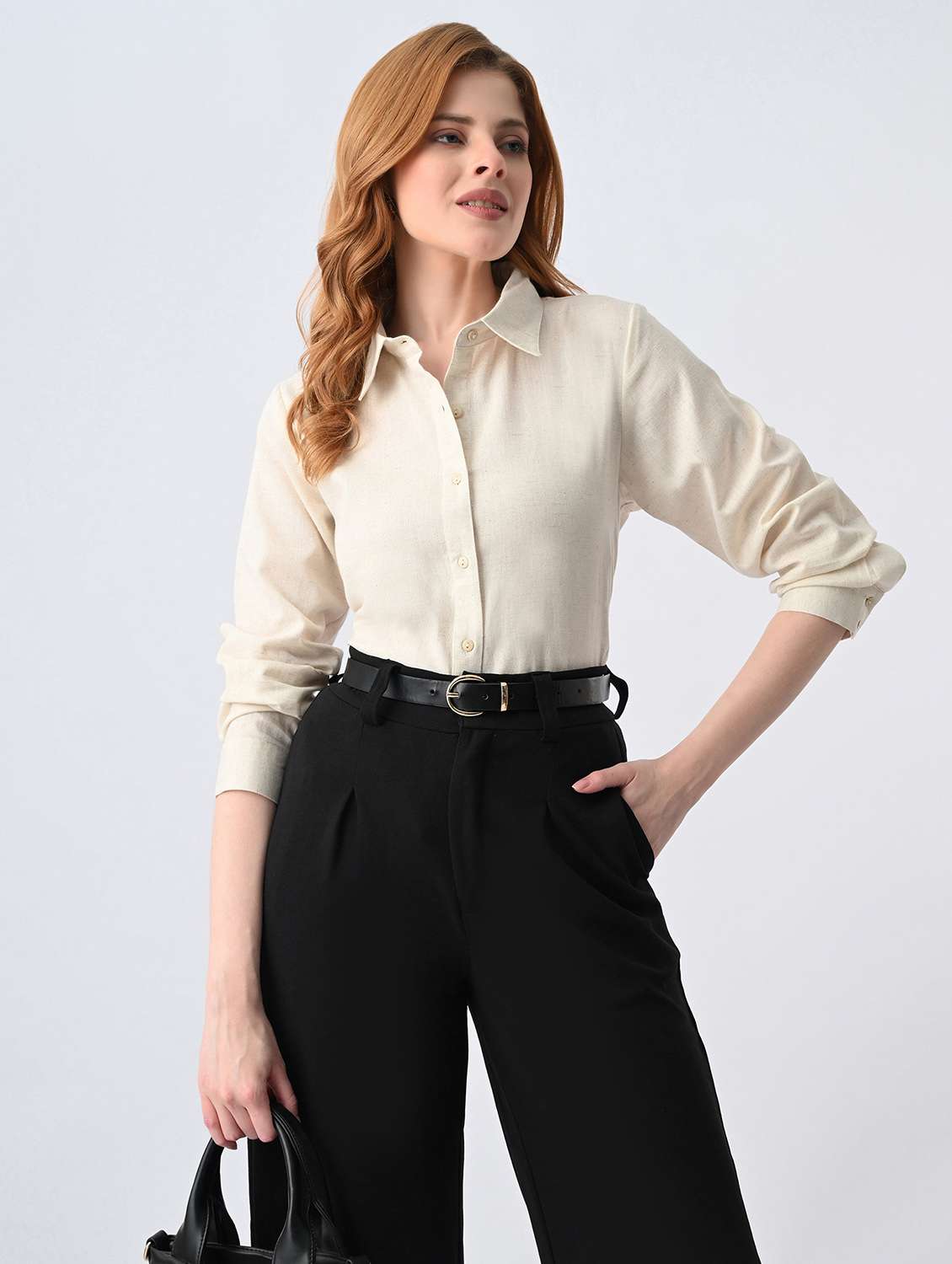 women solid collared formal shirt - 22522608 -  Standard Image - 5