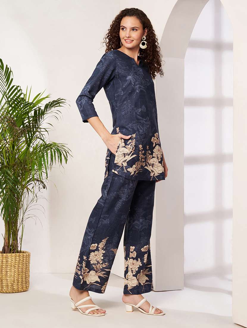 women printed notch neck ethnic co-ord set - 22522660 -  Standard Image - 5