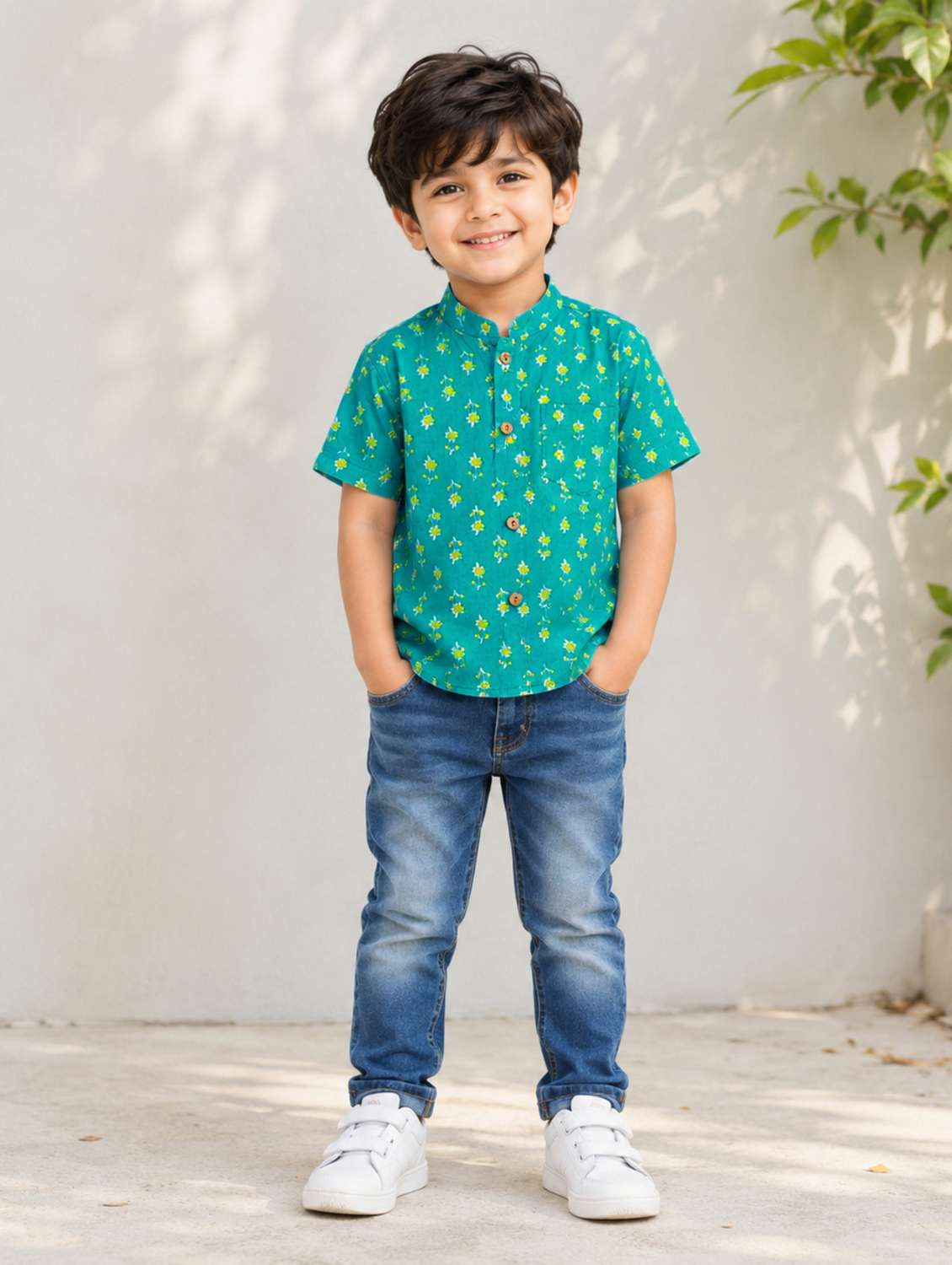 boys printed short sleeves shirt