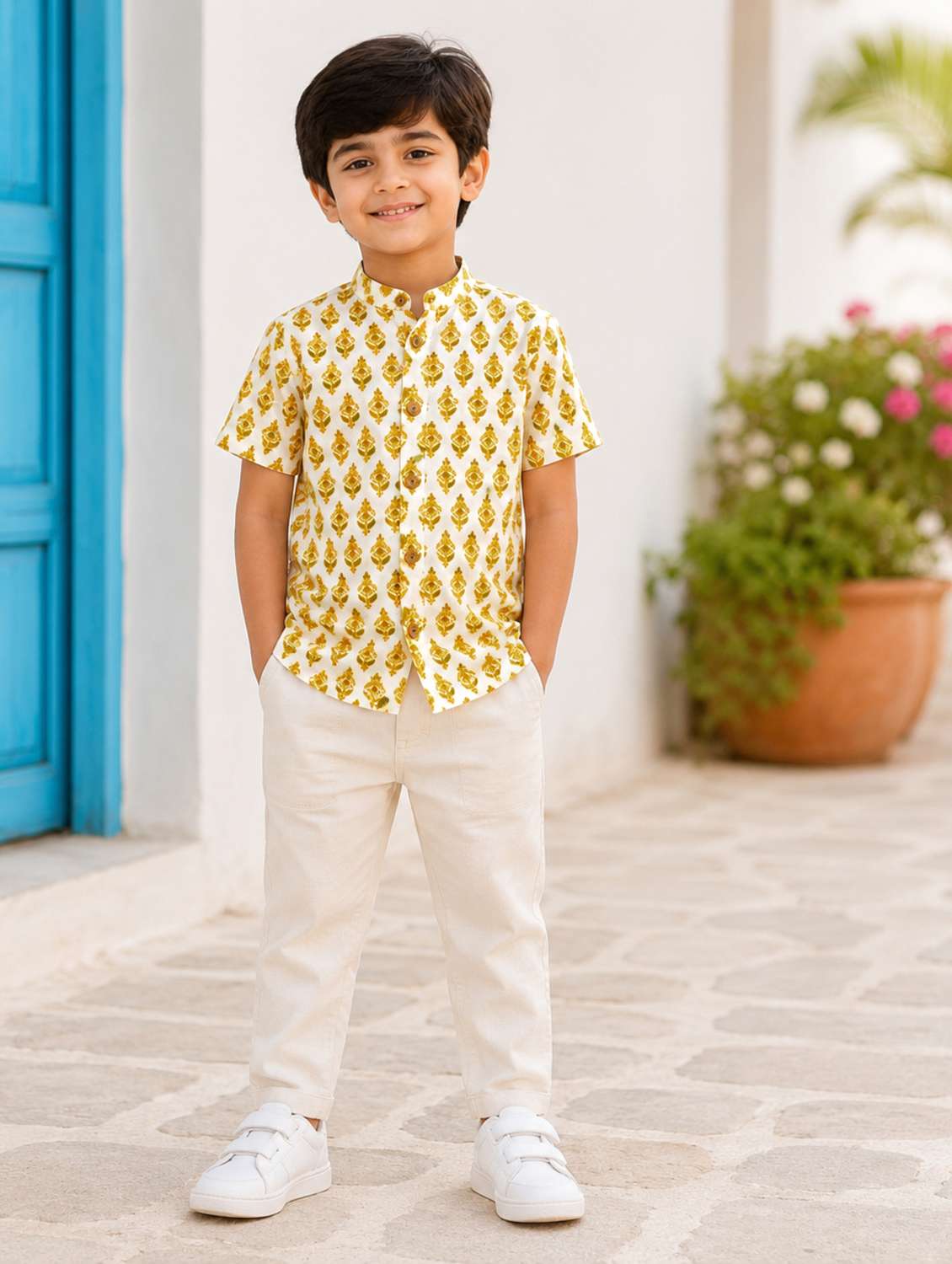 boys printed short sleeves shirt