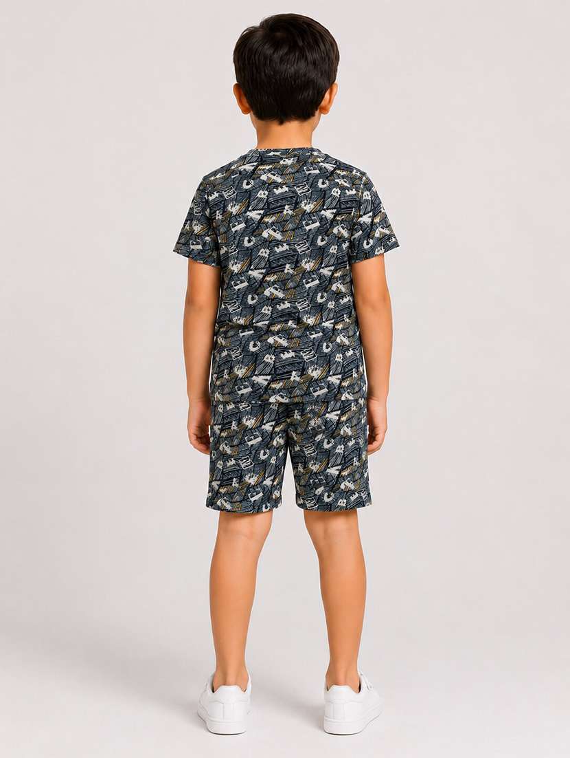 boys printed round neck t-shirt and shorts co-ord set - 22522695 -  Standard Image - 3