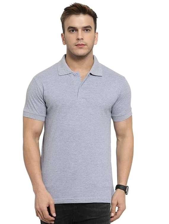 men solid short sleeves polo t-shirt
