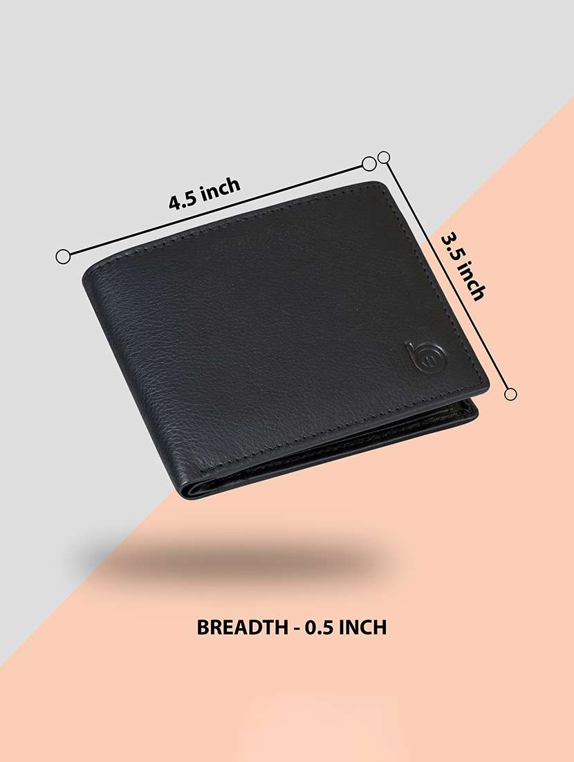 bagman black leather bi-fold wallet with snap closure and 4 card slots - 22522704 -  Standard Image - 3