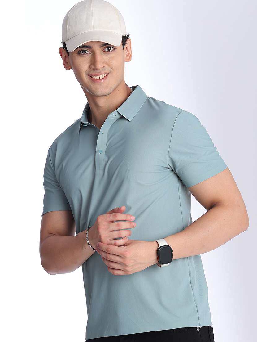 men solid short sleeve slim fit polo t-shirt