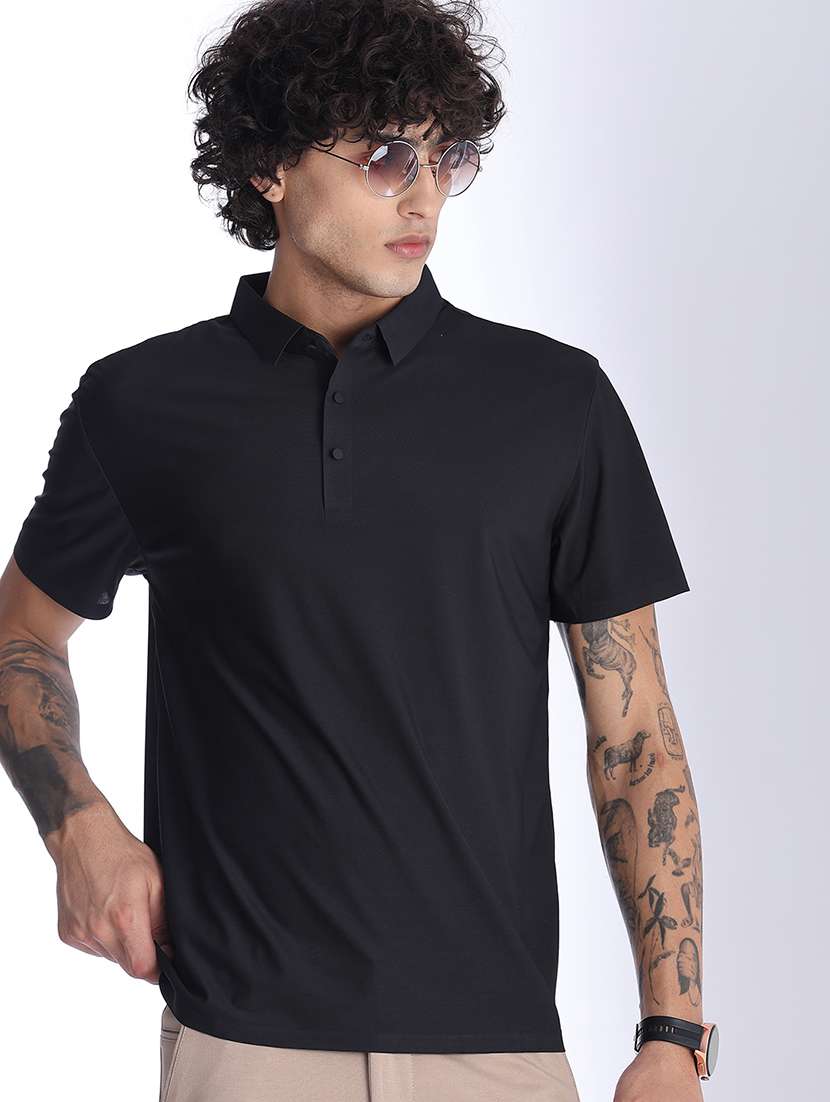 men solid short sleeve regular fit polo t-shirt