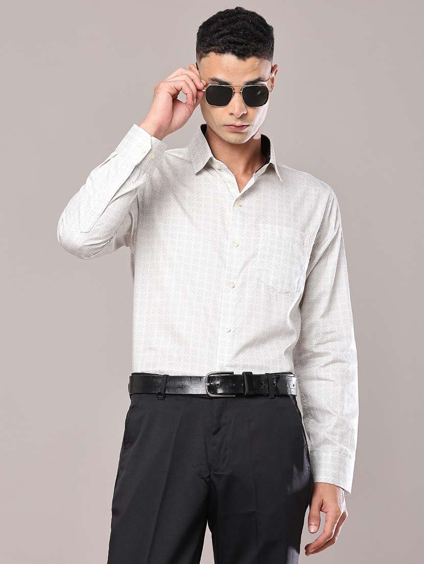 men printed long sleeves formal shirt