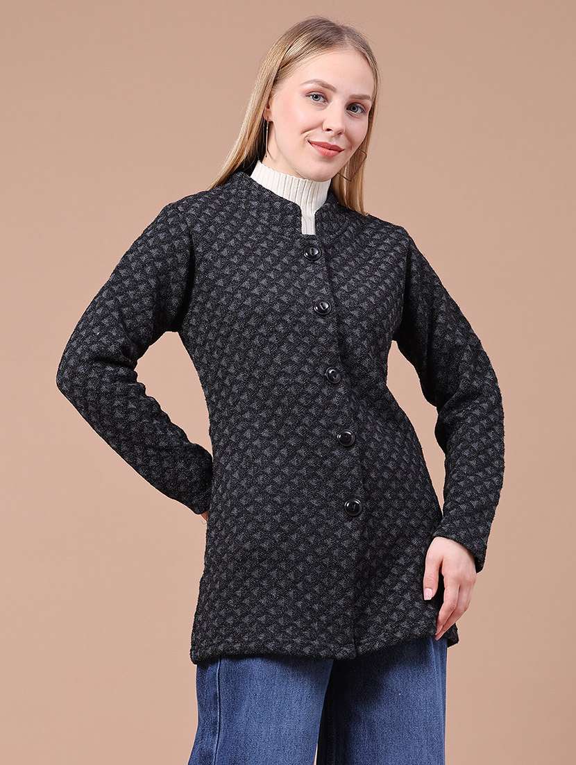 Women Self Design Long Sleeves Regular Fit Coat - 22523907 -  Standard Image - 3