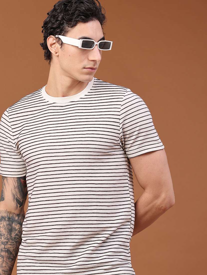 men striped short sleeve slim fit t-shirt