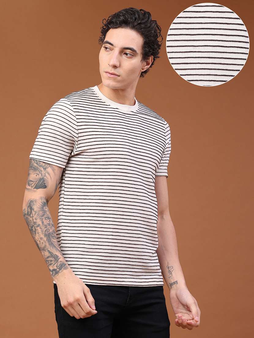 Men Striped Short Sleeve Slim Fit T-shirt - 22524008 -  Standard Image - 3