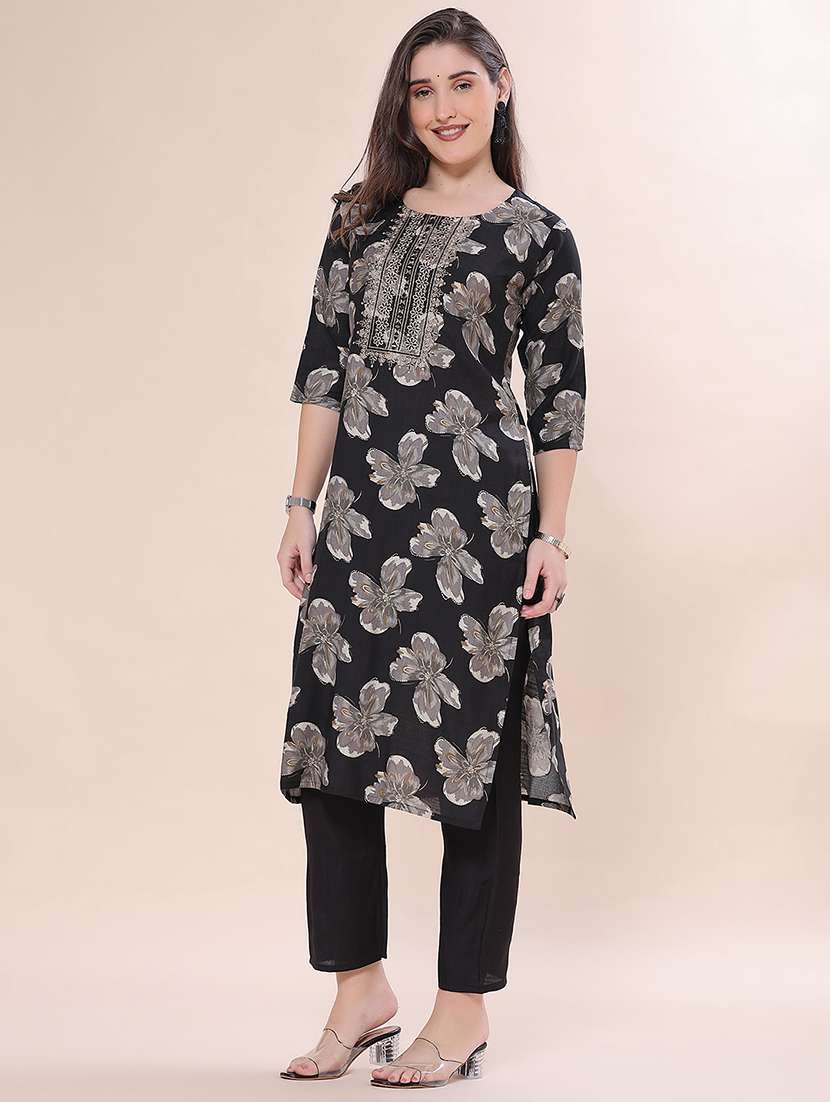 Women Printed Three Quarter Sleeves Kurta Pant With Dupatta Set - 22524145 -  Standard Image - 3