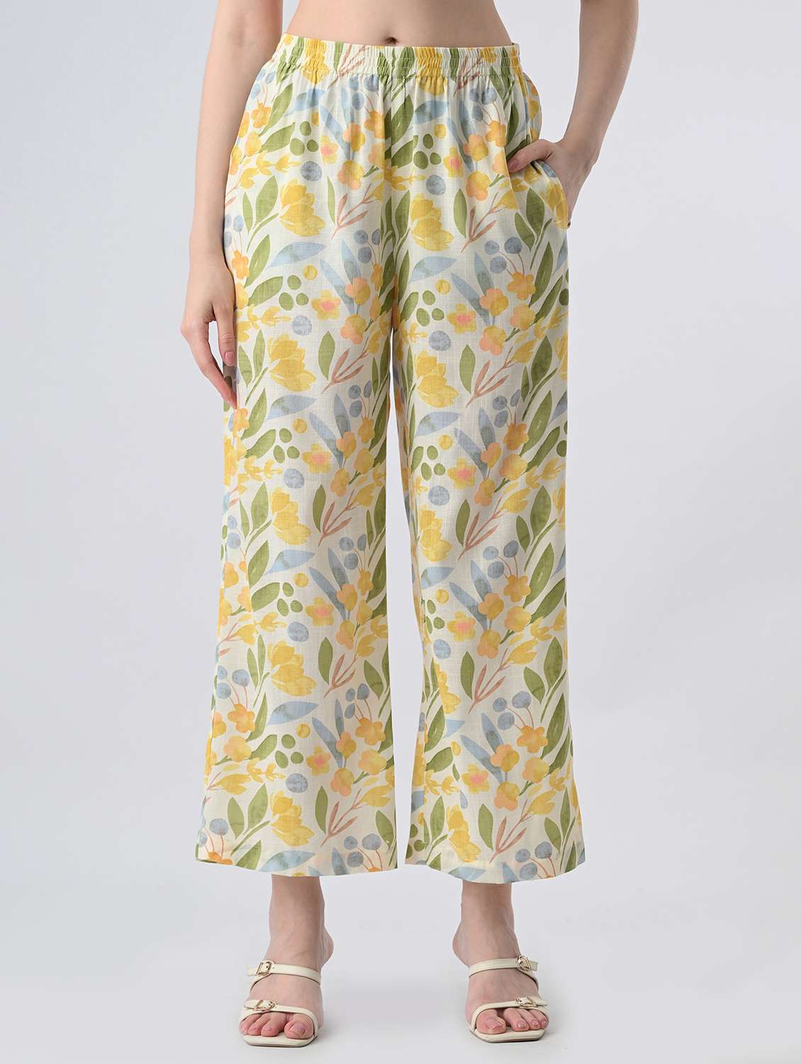 women printed mid rise palazzo