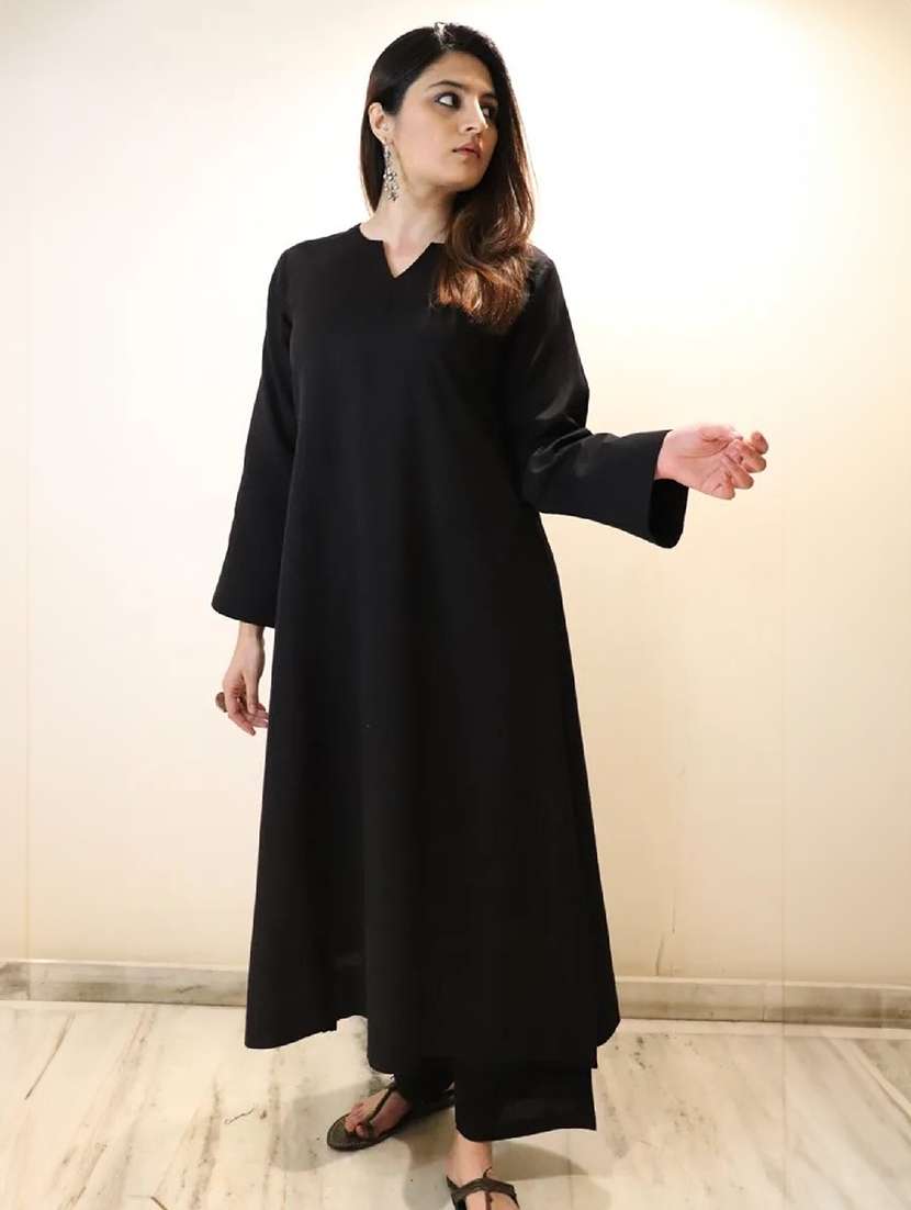 women solid long sleeves kurta and palazzo set with dupatta - 22524307 -  Standard Image - 3