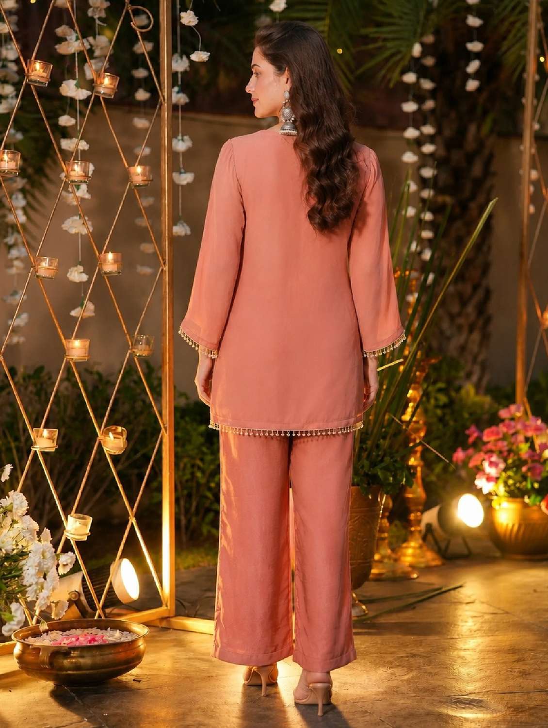 women embroidered three quarter sleeves kurta and pant set  - 22524313 -  Standard Image - 3