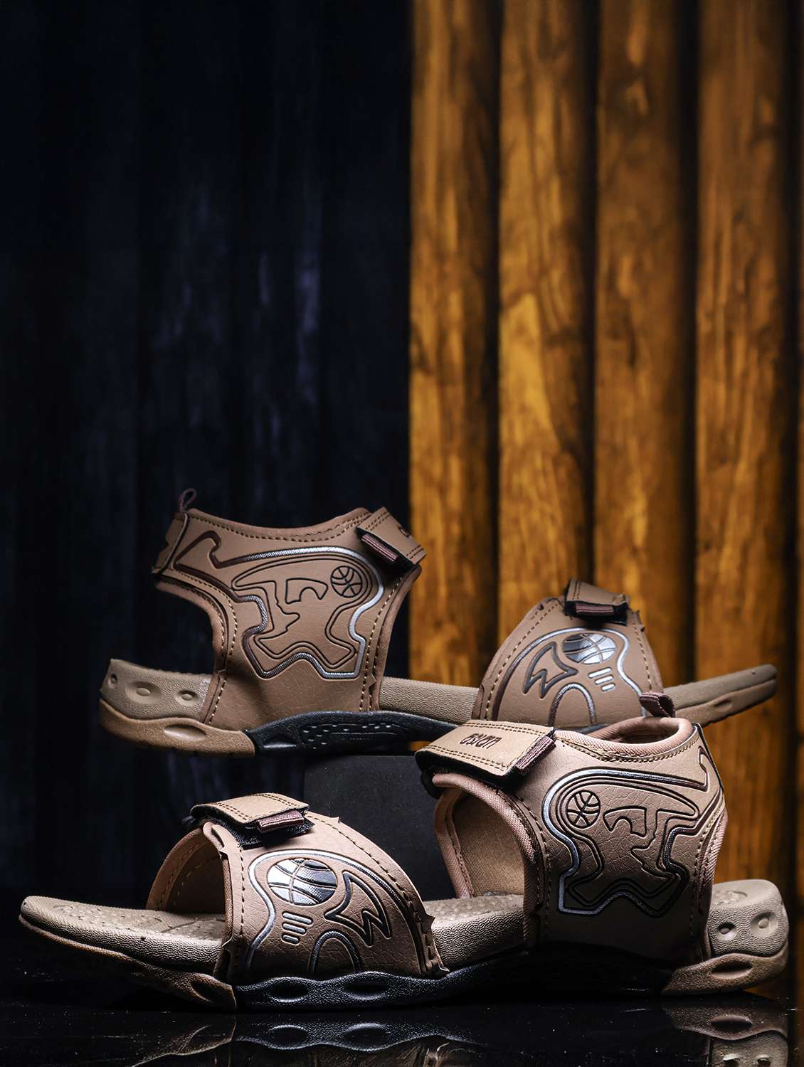 men brown back strap floater