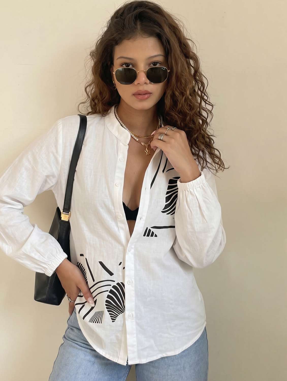 women printed long sleeve shirt 