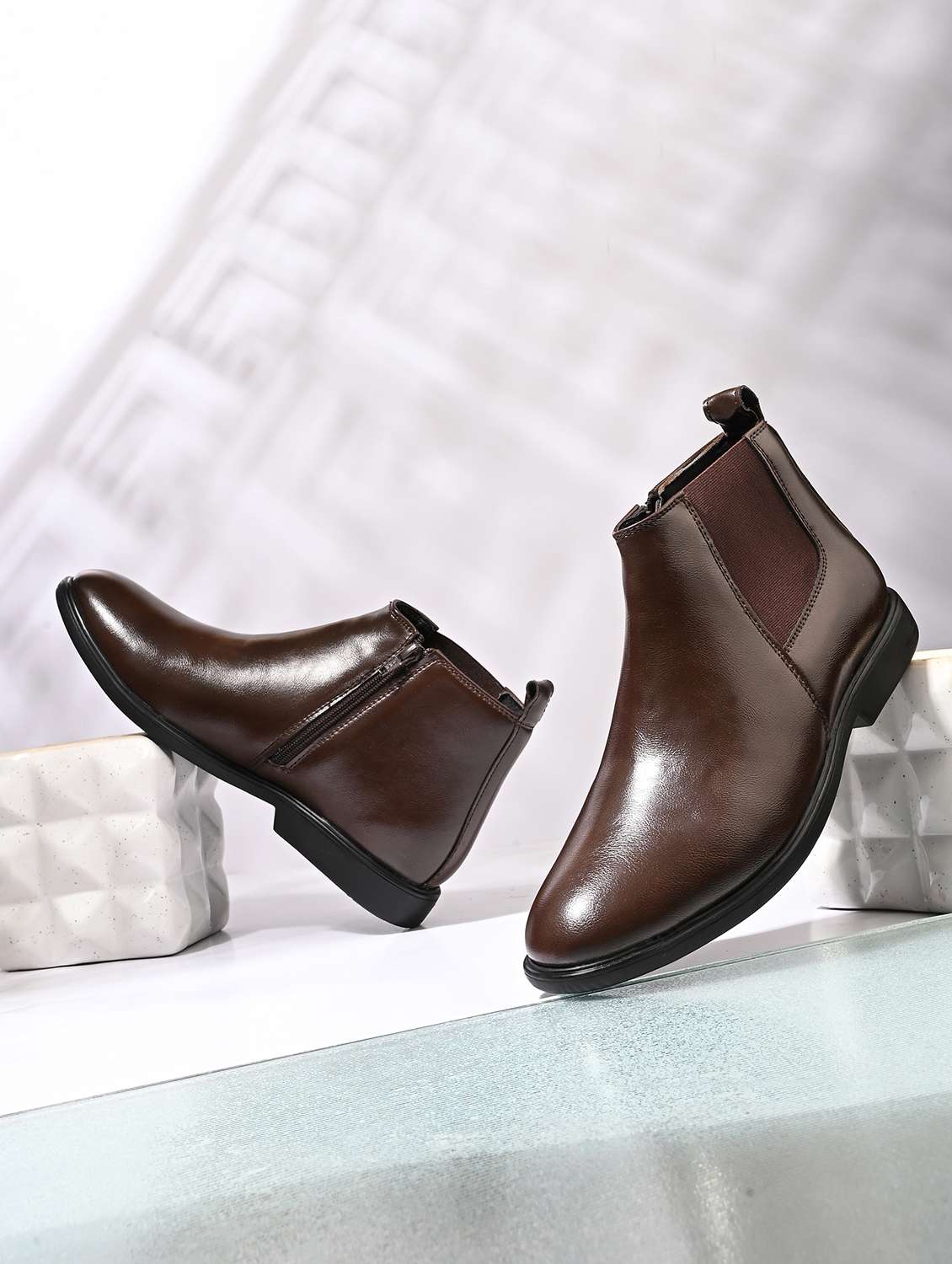 men brown slip on boot