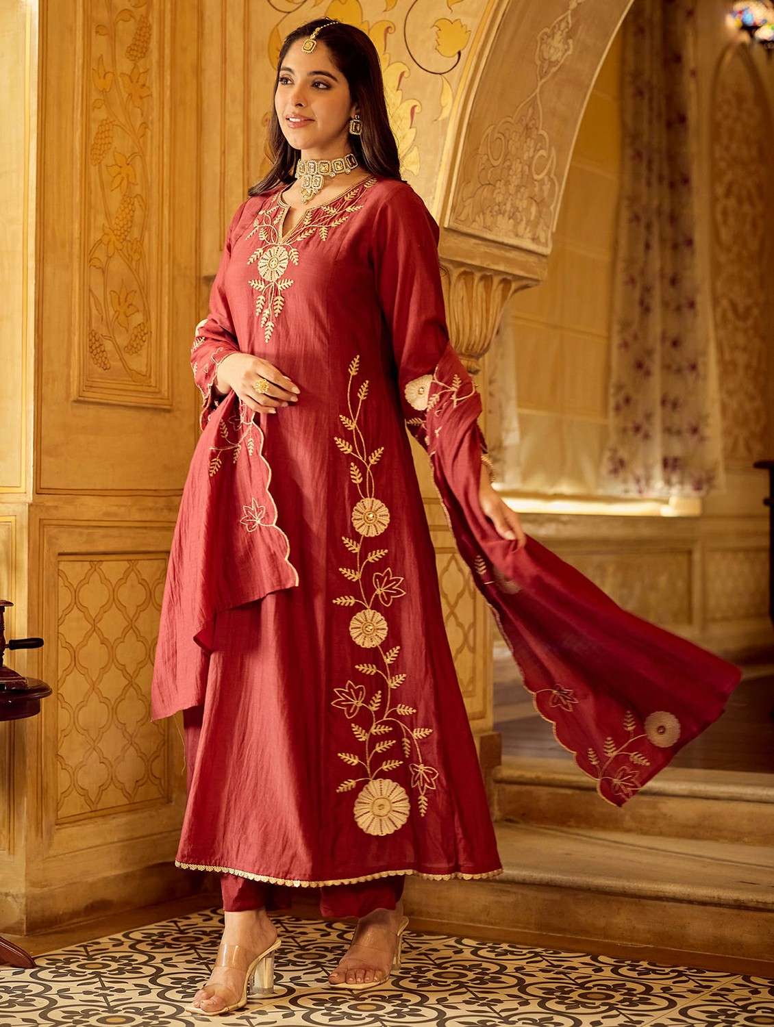 women embroidered long sleeve kurta pant with dupatta set - 22524461 -  Standard Image - 5