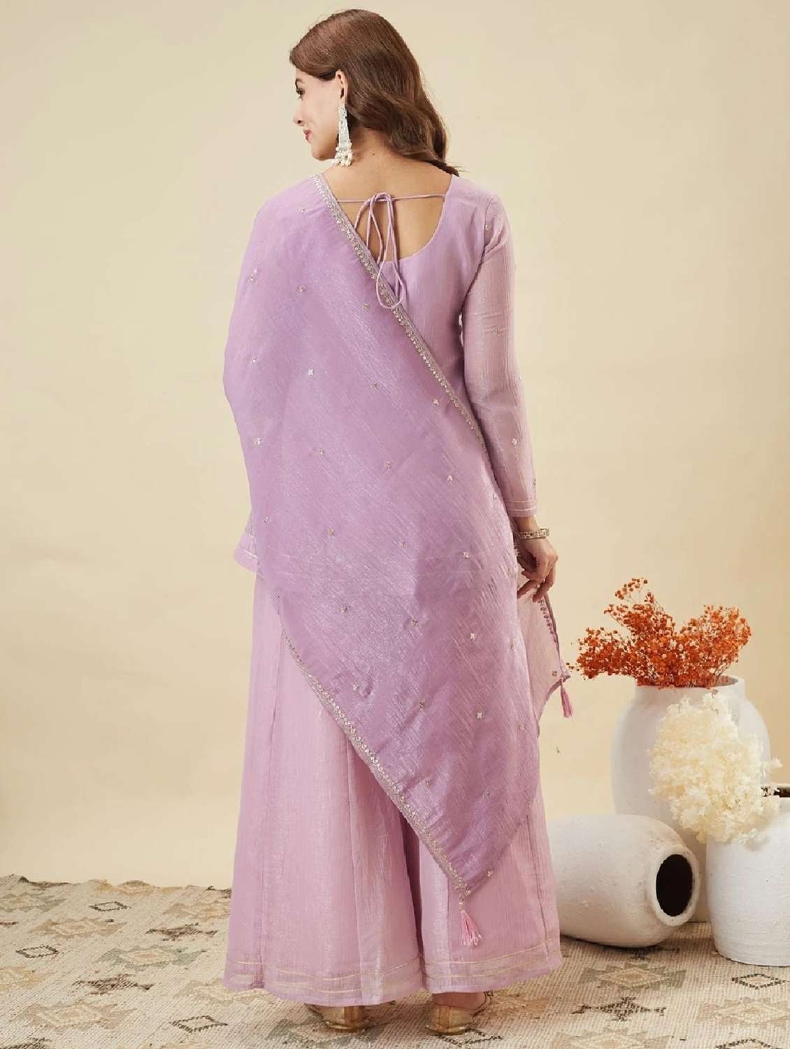 women embroidered long sleeve kurta palazzo with dupatta set - 22524464 -  Standard Image - 3