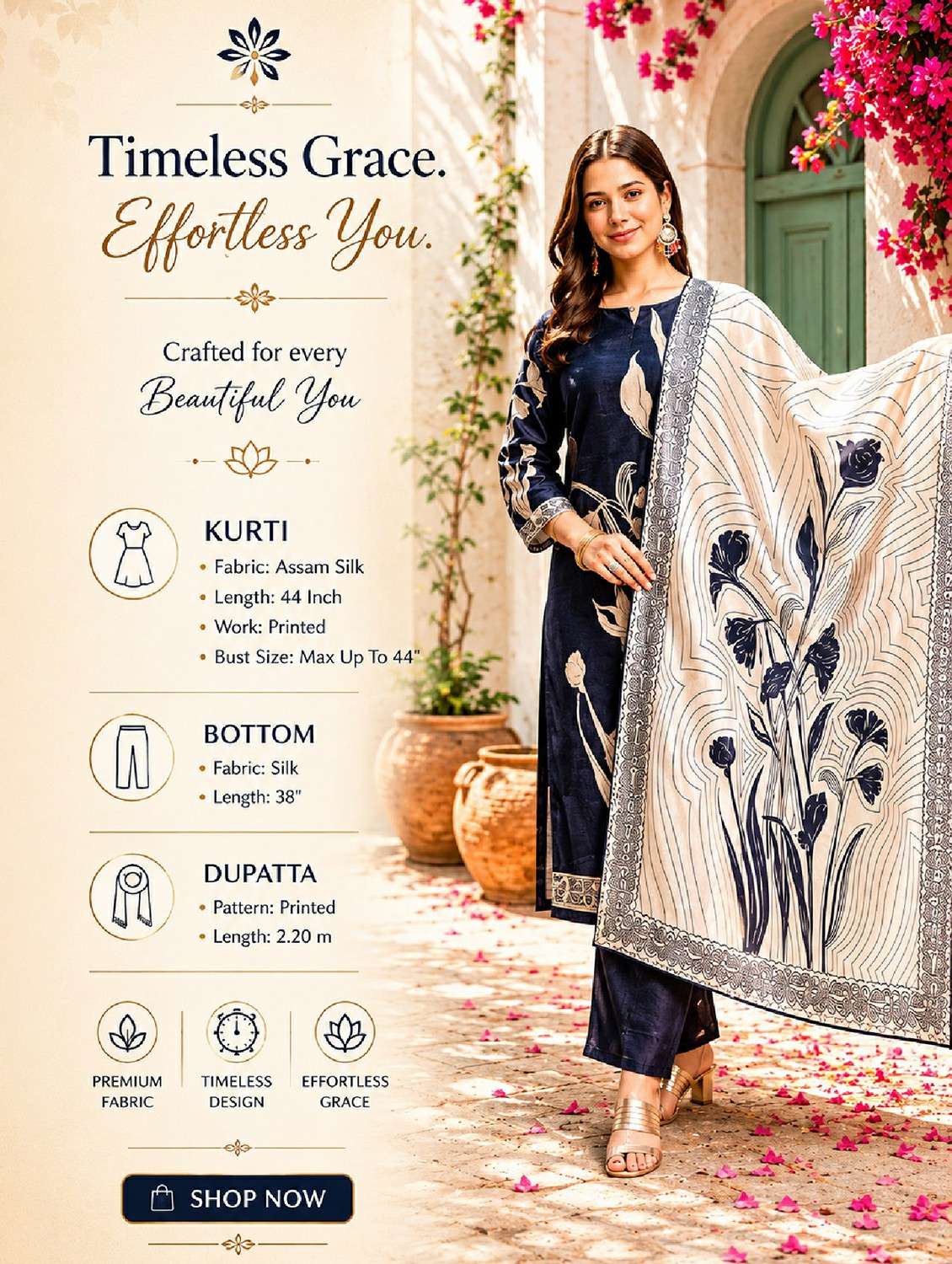 women printed three quarter sleeve kurta pant with dupatta set - 22524474 -  Standard Image - 5