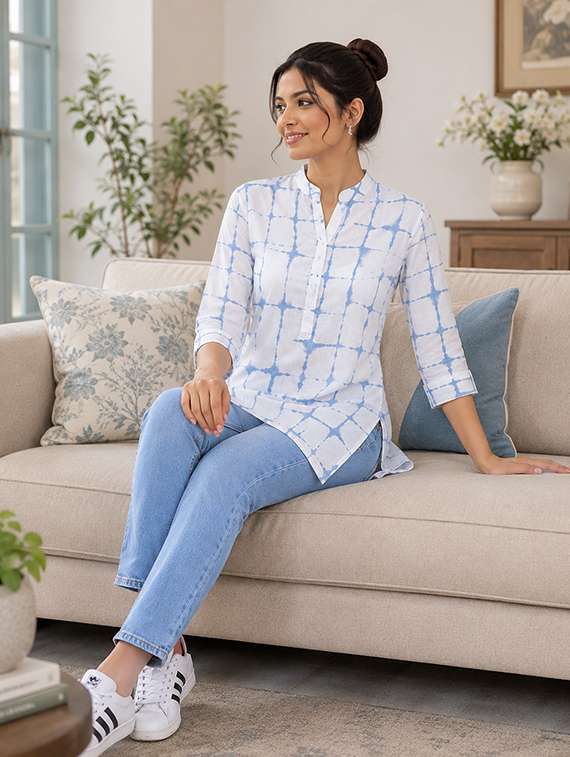 women printed three quarter sleeve straight kurti - 22524531 -  Standard Image - 5