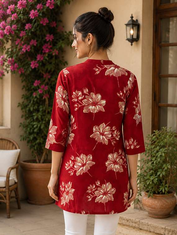 women printed three quarter sleeve straight kurti - 22524535 -  Standard Image - 3