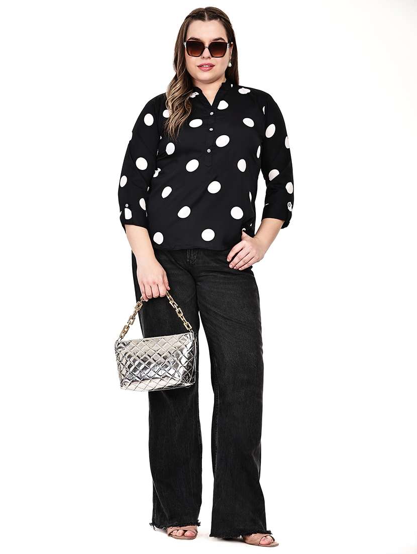 women printed mandarin neck regular top - 22526603 -  Standard Image - 5