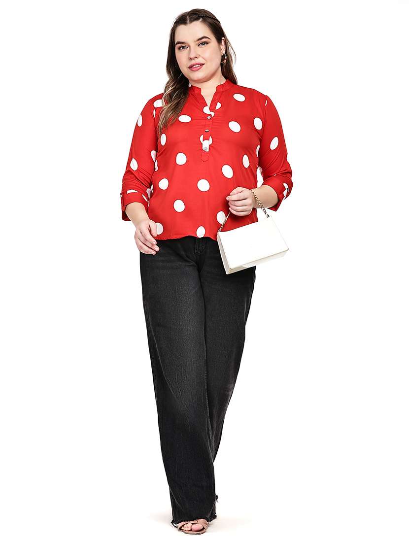 women printed mandarin neck regular top - 22526608 -  Standard Image - 5
