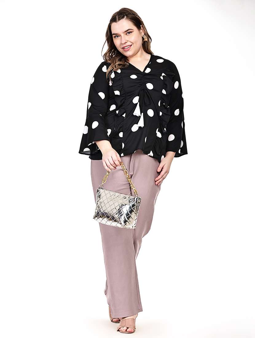 women printed v neck ruffle top - 22526610 -  Standard Image - 5
