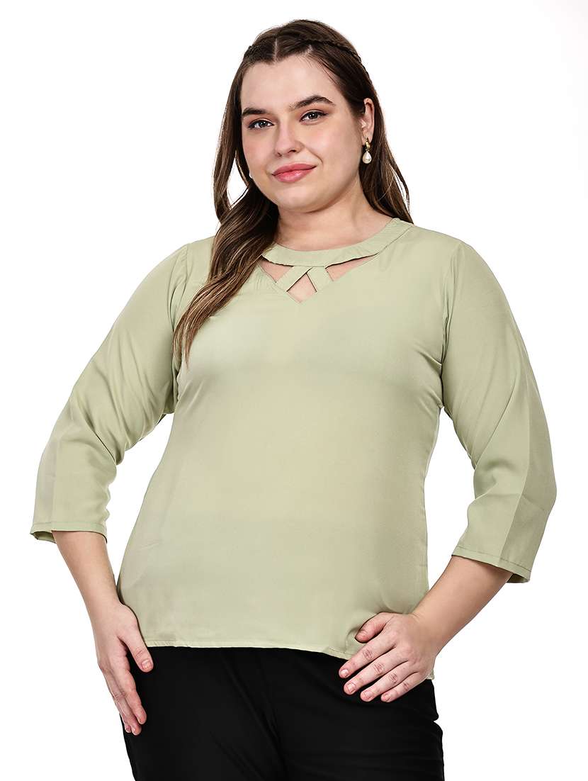 women solid round neck regular top