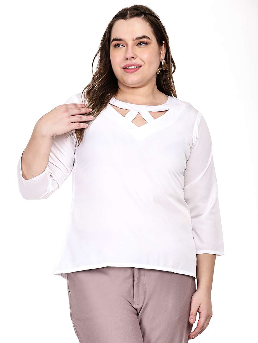 women solid round neck regular top
