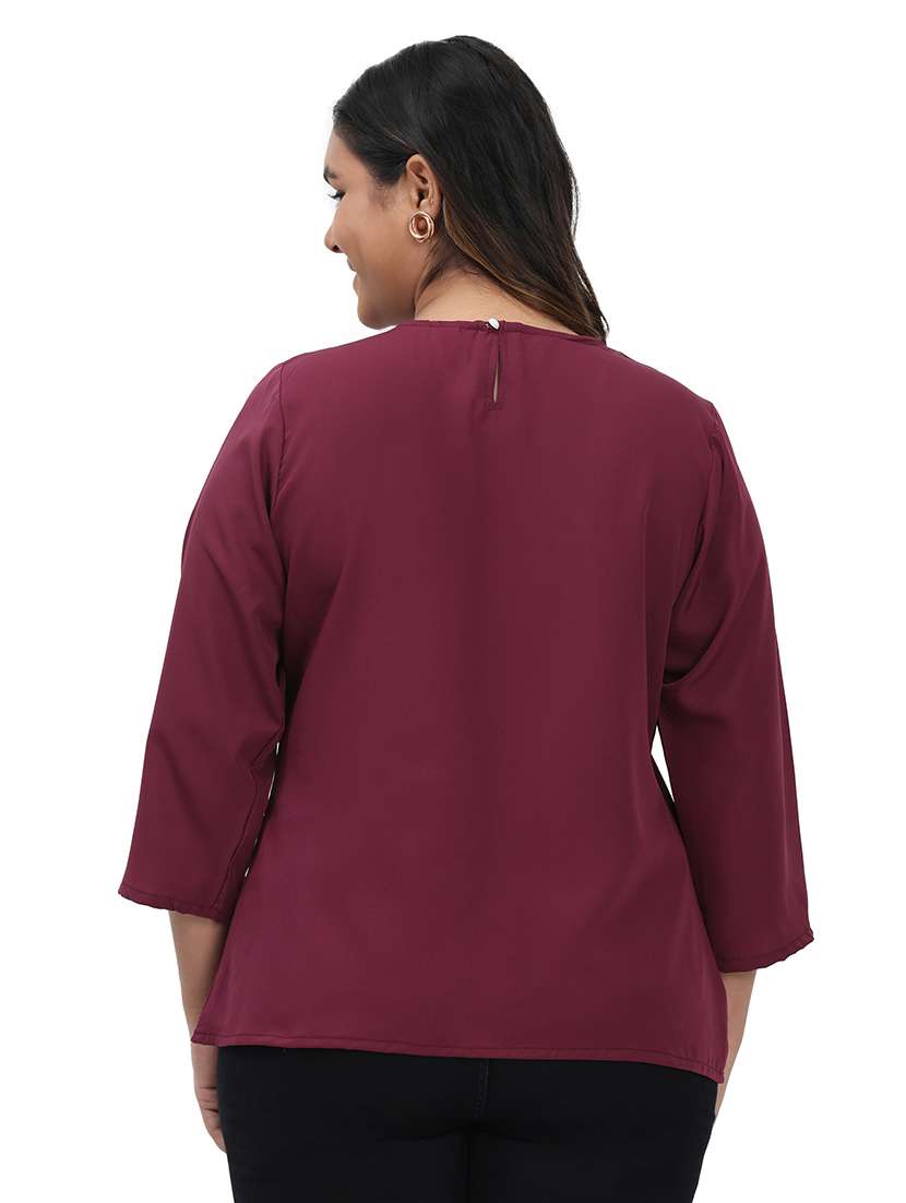 Women Solid Round Neck Regular Top - 22526625 -  Standard Image - 3