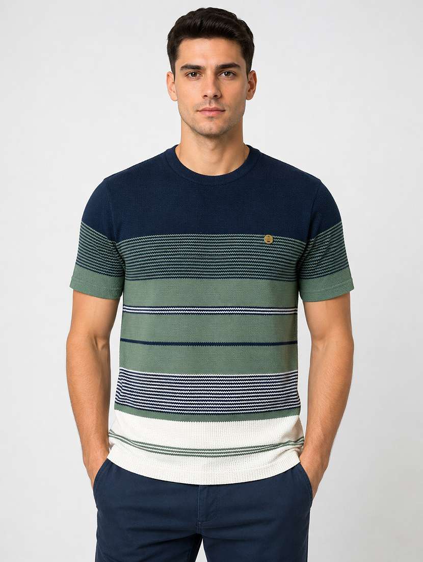 men striped short sleeve regular fit t-shirt