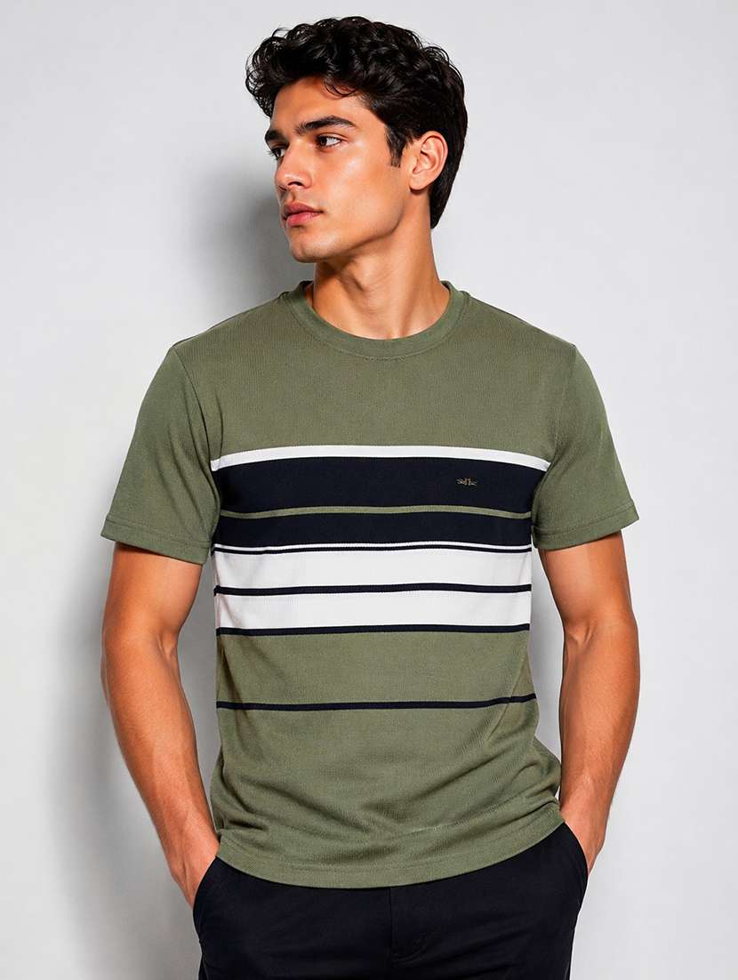 men striped short sleeve regular fit t-shirt