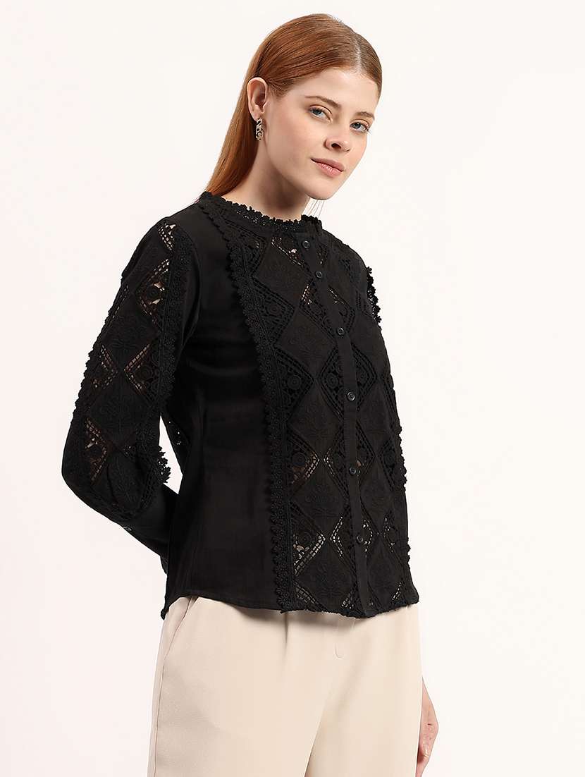 women self design round neck regular top - 22526754 -  Standard Image - 3