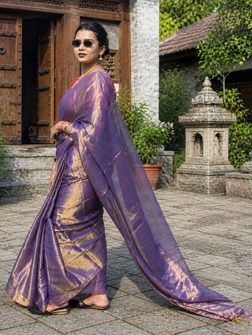 women solid plain saree with blouse - 22526771 -  Standard Image - 3