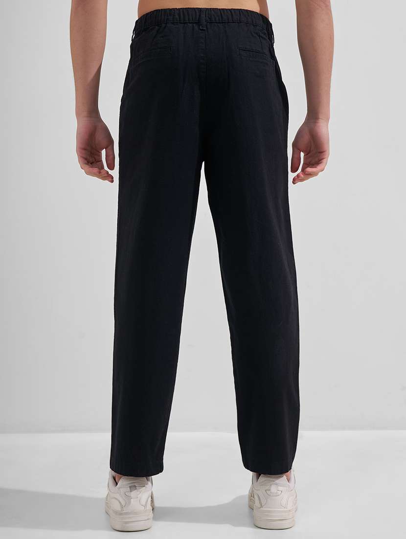 men solid high rise flat front casual trouser - 22526783 -  Standard Image - 3