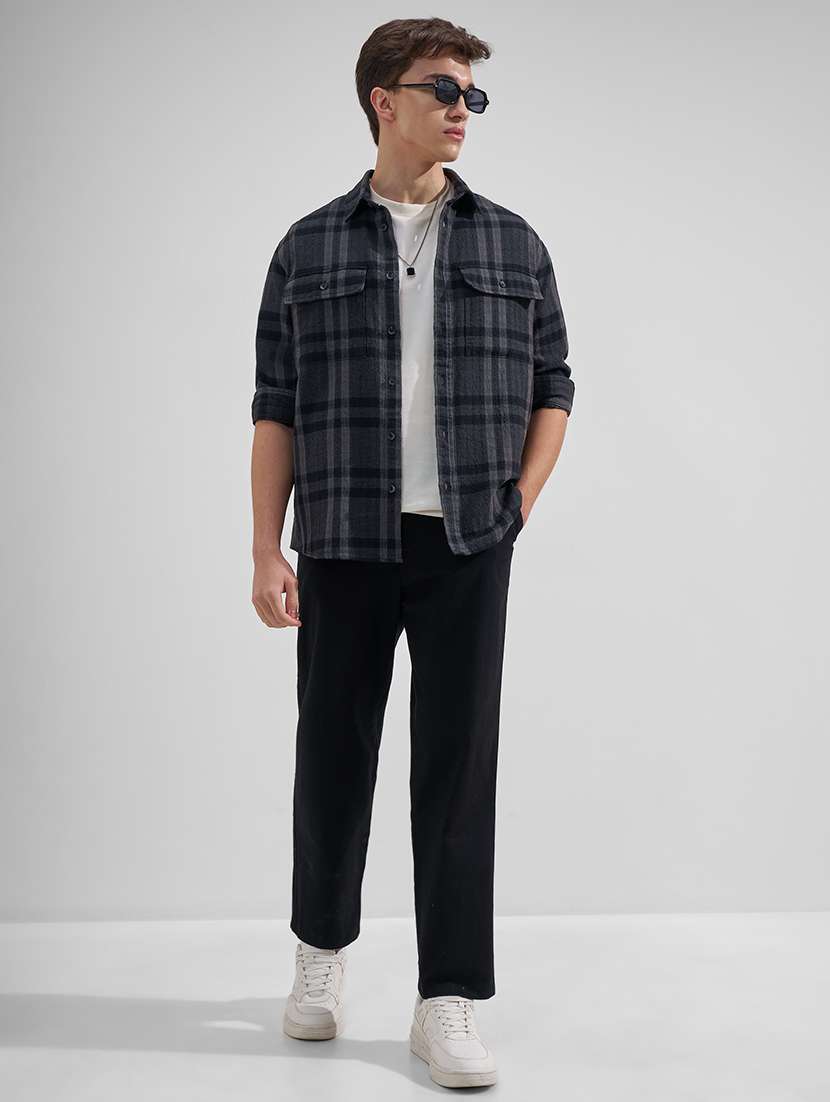 men solid high rise flat front casual trouser - 22526783 -  Standard Image - 5