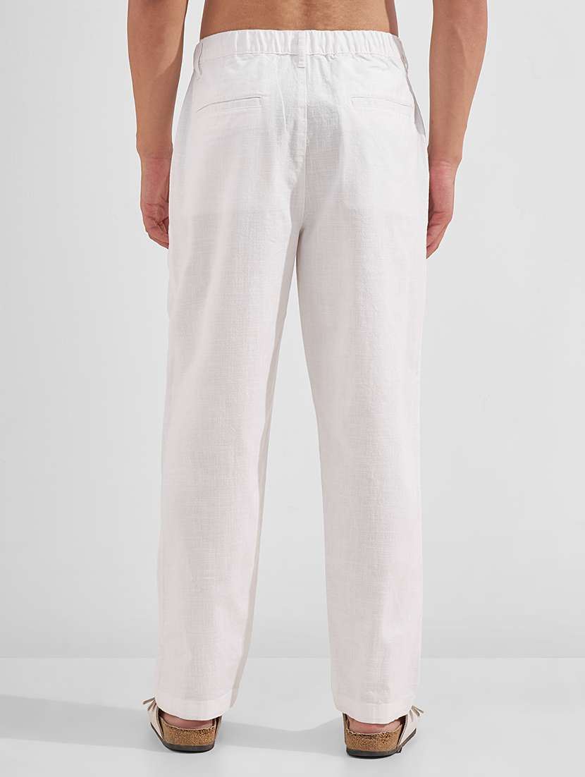 men solid high rise flat front casual trouser - 22526786 -  Standard Image - 3
