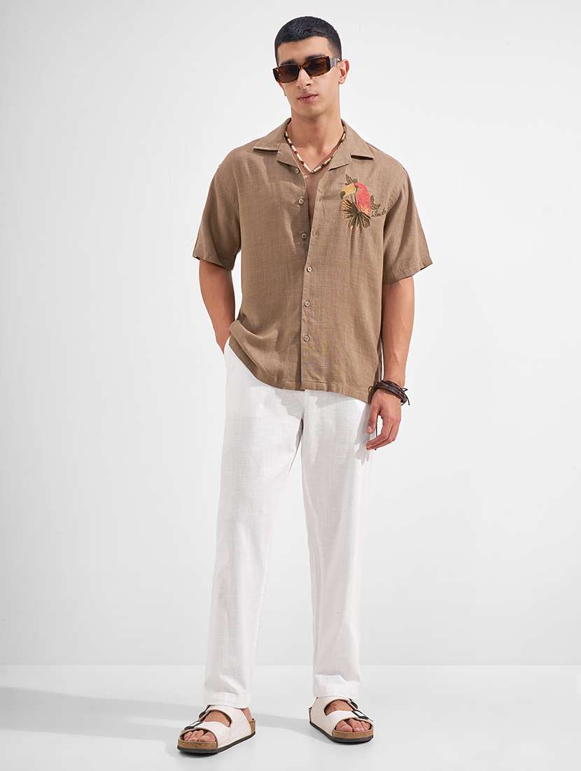 men solid high rise flat front casual trouser - 22526786 -  Standard Image - 5