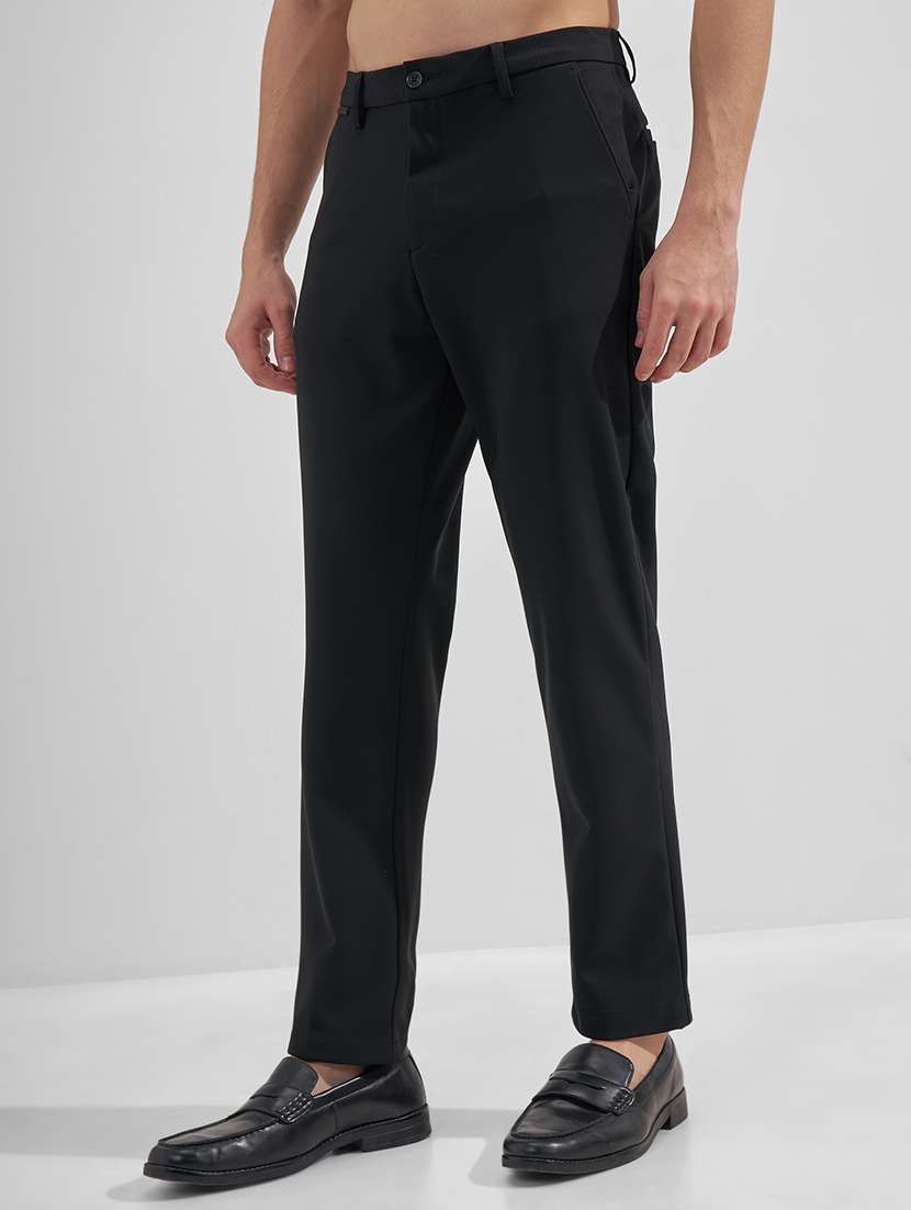 men solid mid rise flat front formal trouser - 22526790 -  Standard Image - 3