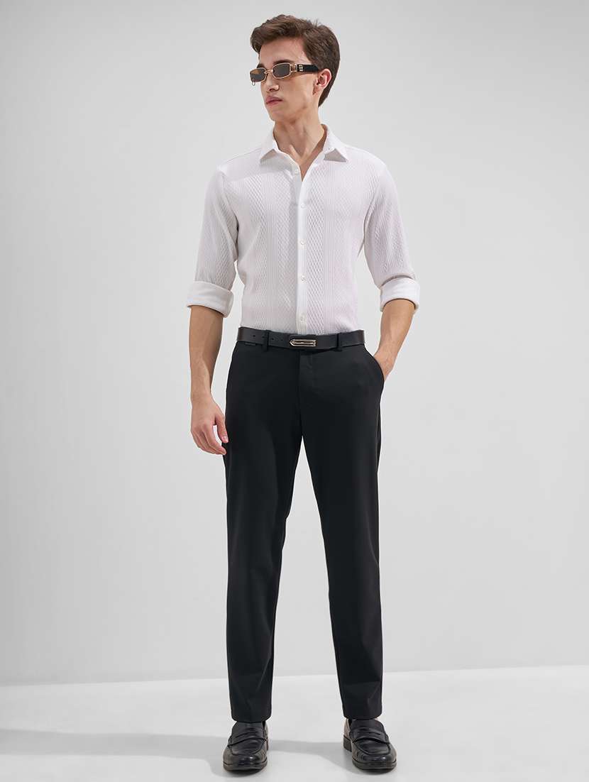men solid mid rise flat front formal trouser - 22526790 -  Standard Image - 5
