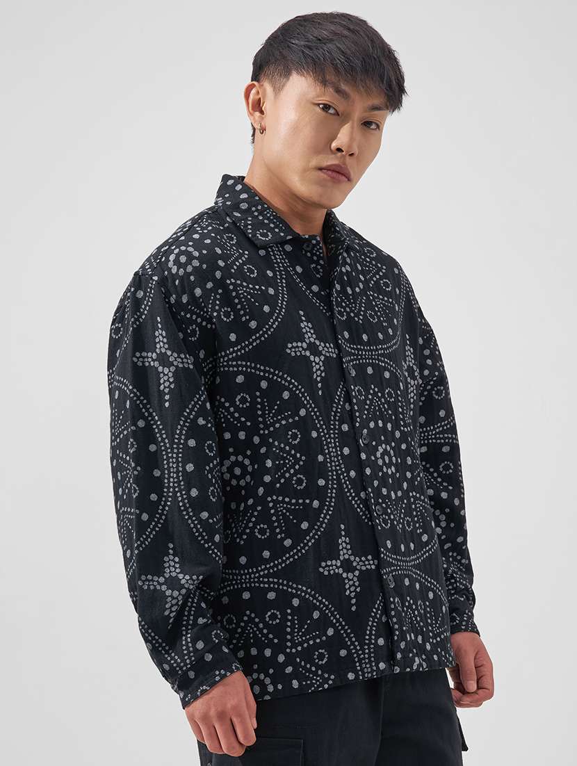 men printed long sleeve loose fit casual shirt - 22526794 -  Standard Image - 3