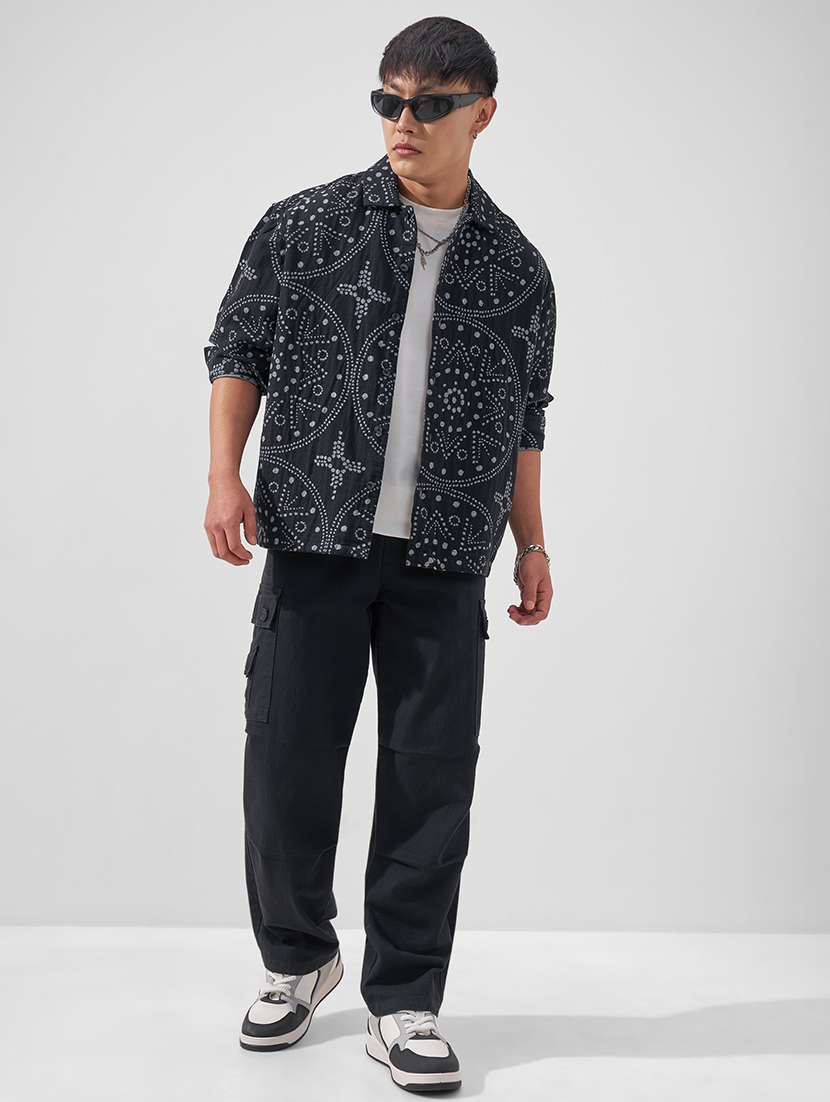 men printed long sleeve loose fit casual shirt - 22526794 -  Standard Image - 5