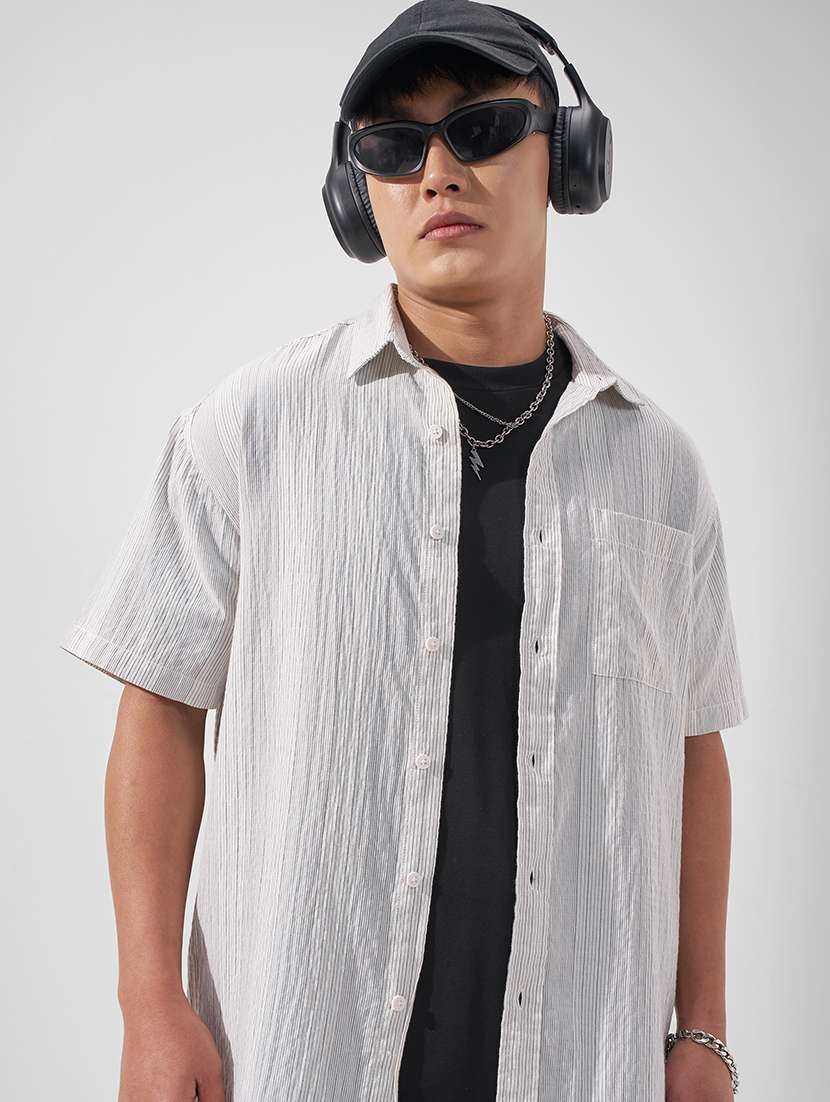 men textured short sleeve regular fit casual shirt