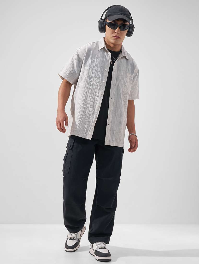 men textured short sleeve regular fit casual shirt - 22526796 -  Standard Image - 5