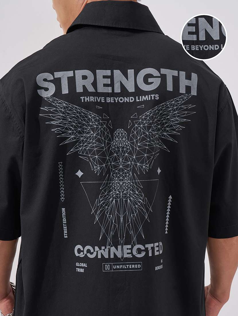 men printed short sleeve loose fit casual shirt - 22526797 -  Standard Image - 3