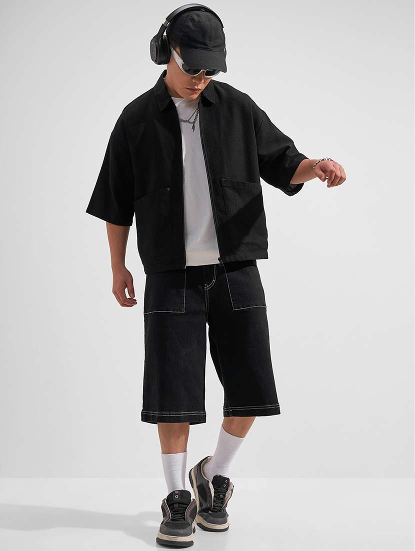 men solid short sleeve oversized casual shirt - 22526798 -  Standard Image - 5
