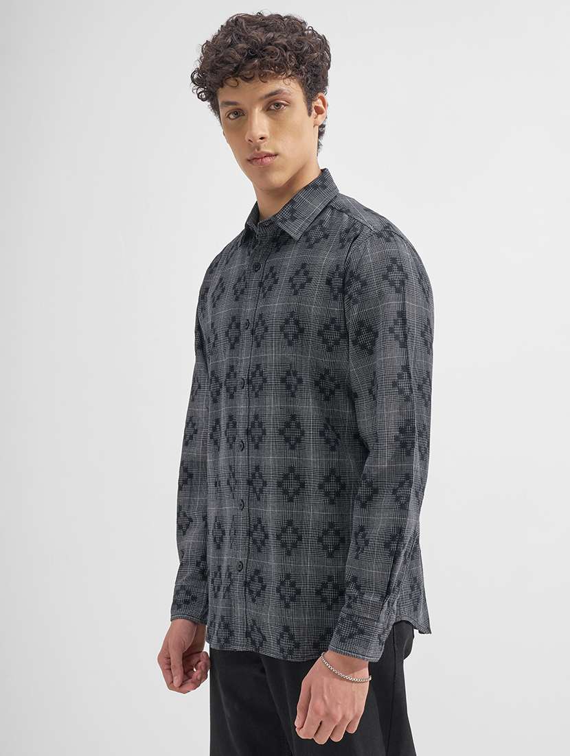 men self design long sleeve regular fit casual shirt - 22526806 -  Standard Image - 3